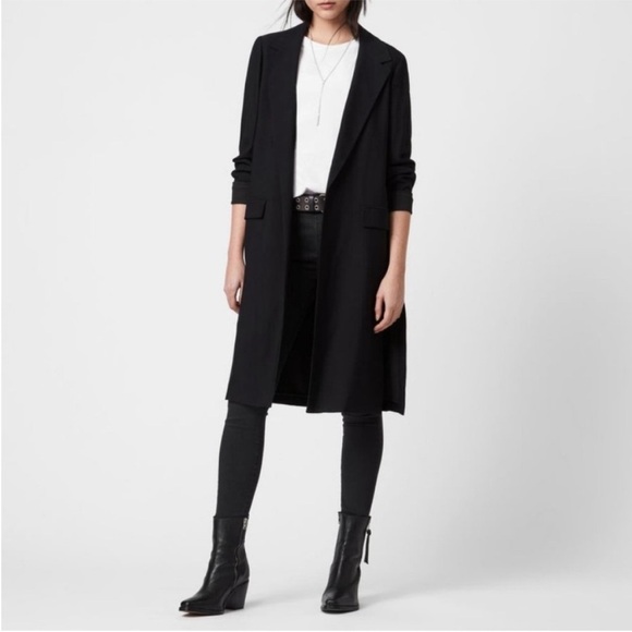 All Saints Aleida Jersey Duster Long Jacket Black Size 6 - Picture 1 of 10
